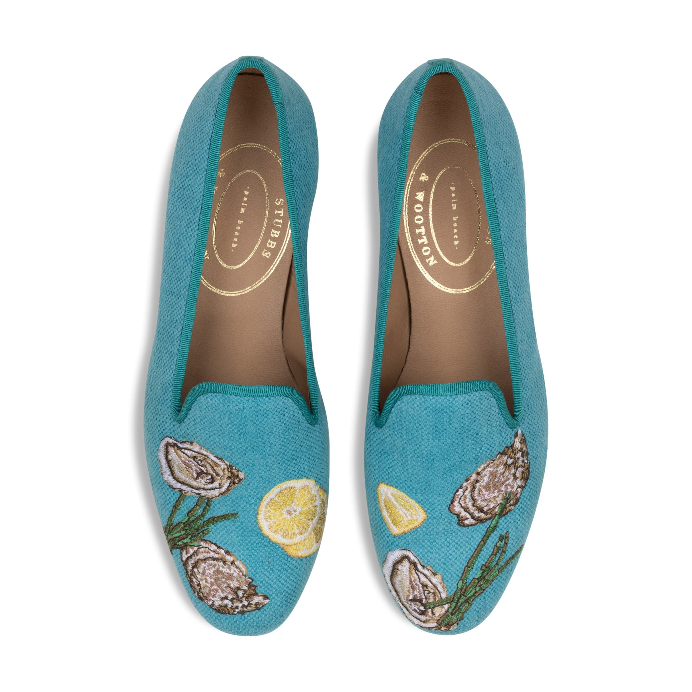Oysters Turquoise Linen Slipper (Woman)